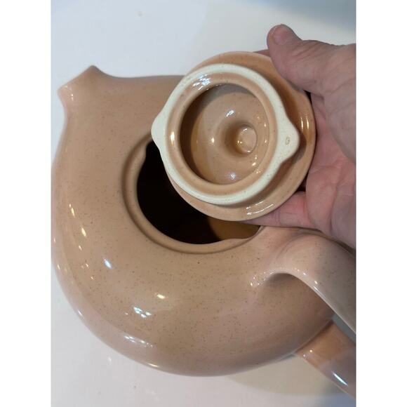 Vintage Russel Wright Pink Oneida Speckled Midcentury Pottery Teapot - Picture 4 of 8